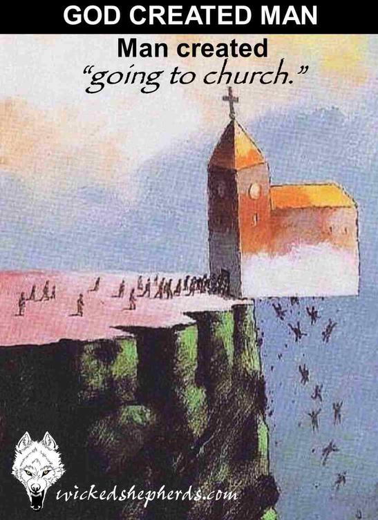 Man created going to church